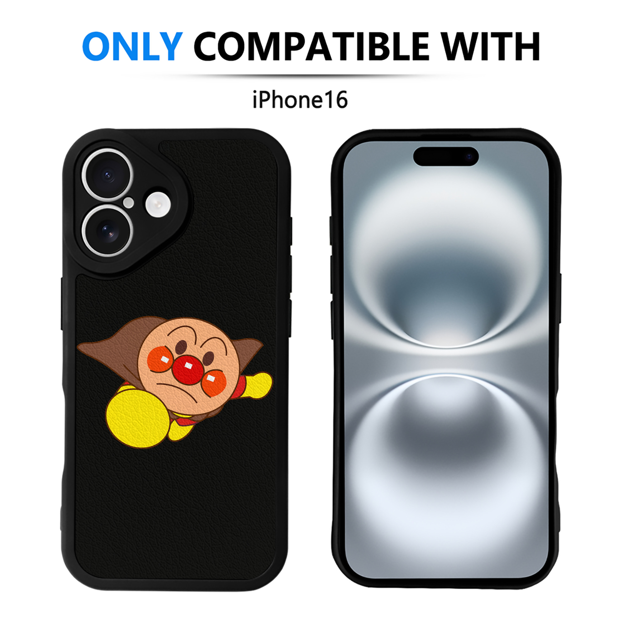 （画像用） アンパンマン Anpanman 【iPhone 16シリーズ対応】シリコンスマホケース（レザー調） 材質：シリコン